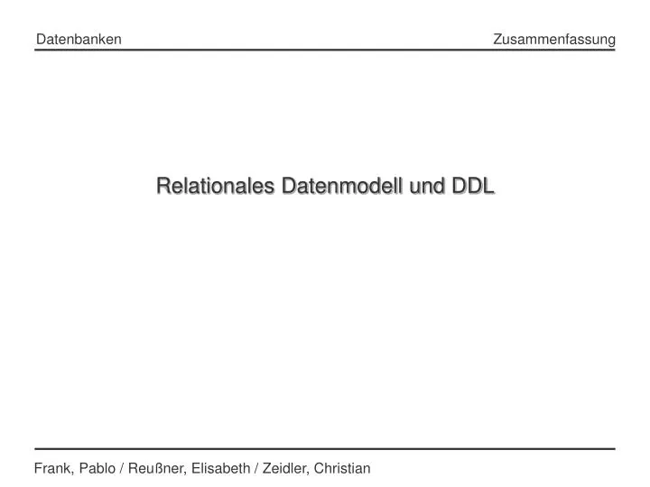 relationales datenmodell und ddl