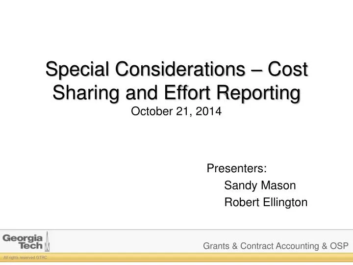 special considerations cost sharing and effort reporting october 21 2014