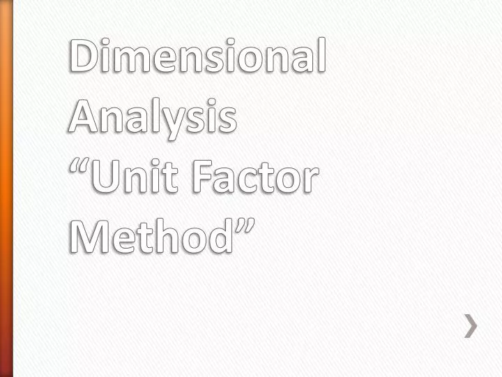 dimensional analysis unit factor method