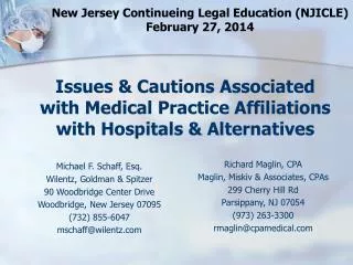 New Jersey Continueing Legal Education (NJICLE) February 27, 2014