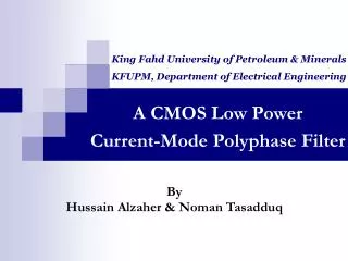 A CMOS Low Power Current-Mode Polyphase Filter