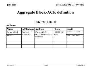Aggregate Block-ACK definition