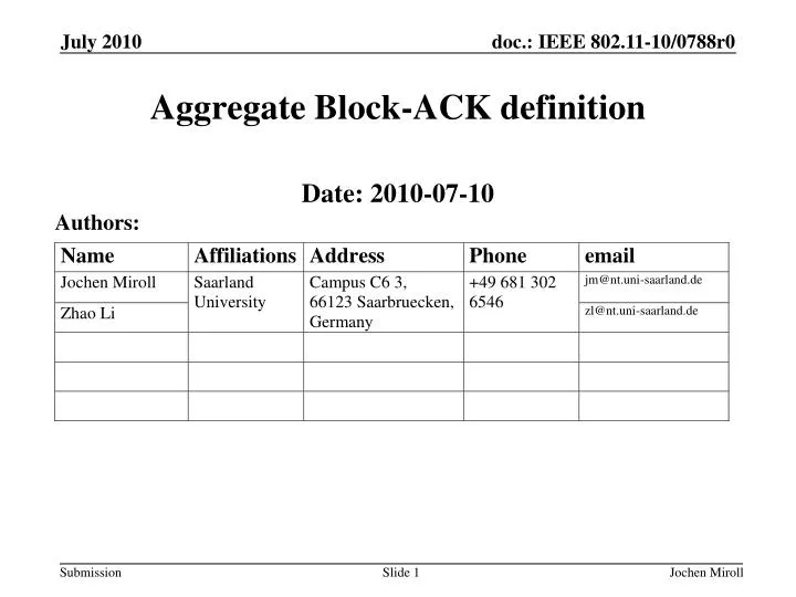 aggregate block ack definition