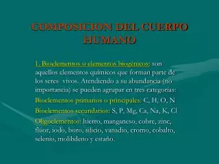 composicion del cuerpo humano
