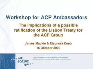 Workshop for ACP Ambassadors