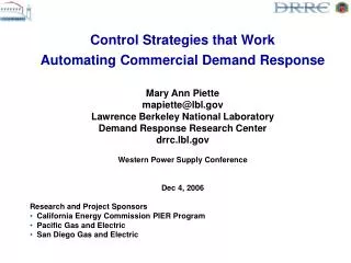 Control Strategies that Work Automating Commercial Demand Response