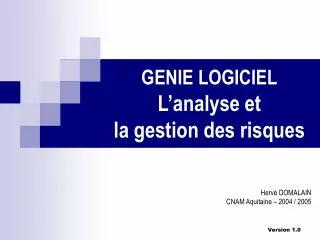 genie logiciel l analyse et la gestion des risques