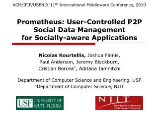Prometheus: User-Controlled P2P Social Data Management for Socially-aware Applications