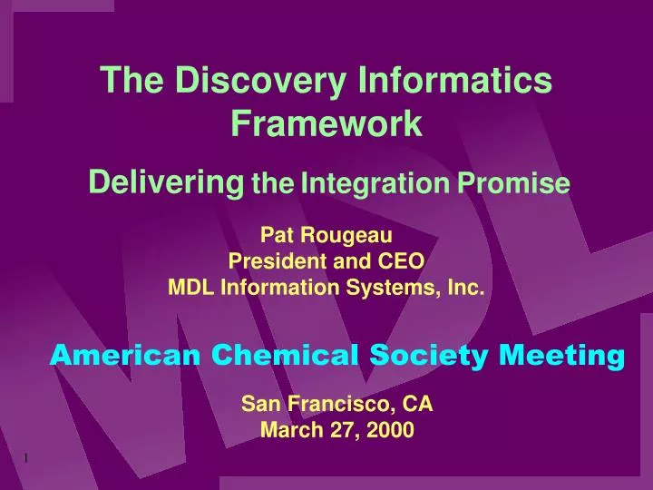the discovery informatics framework