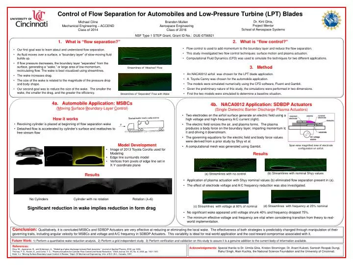 control of flow separation for automobiles and low pressure turbine lpt blades