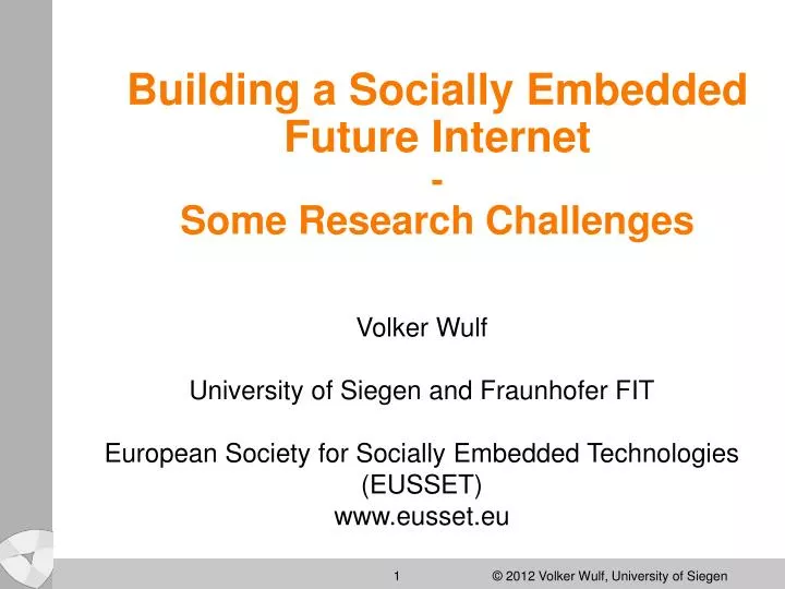 building a socially embedded future internet some research challenges