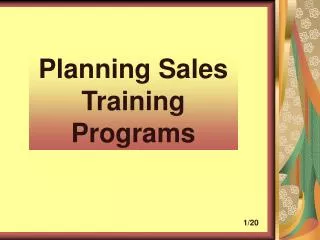 Planning Sales Training Programs