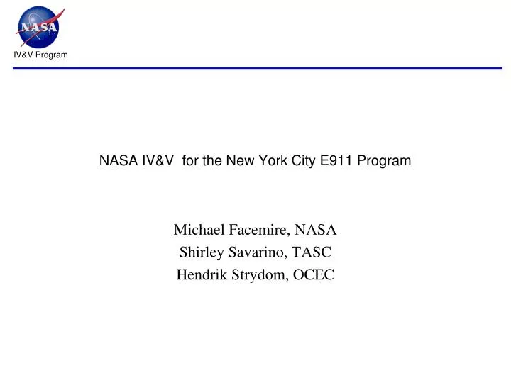 nasa iv v for the new york city e911 program