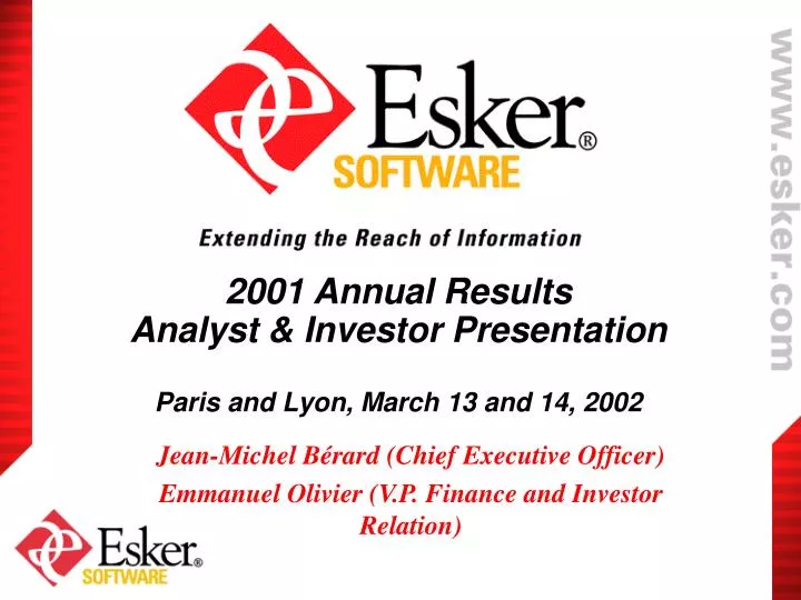 2001 annual results analyst investor presentation paris and lyon march 13 and 14 2002