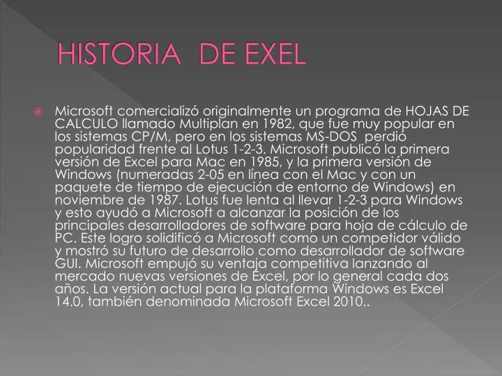 historia de exel