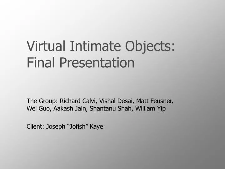 virtual intimate objects final presentation