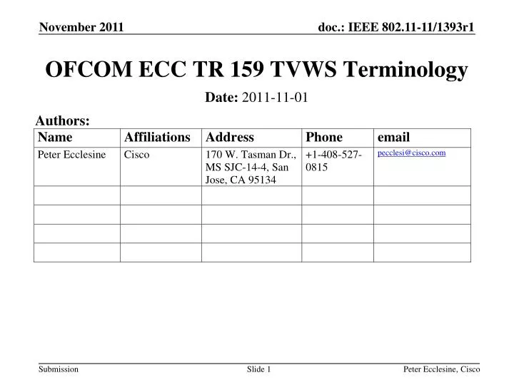 ofcom ecc tr 159 tvws terminology