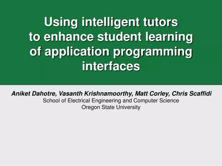 using intelligent tutors to enhance student learning of application programming interfaces