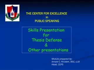 THE CENTER FOR EXCELLENCE in PUBLIC SPEAKING