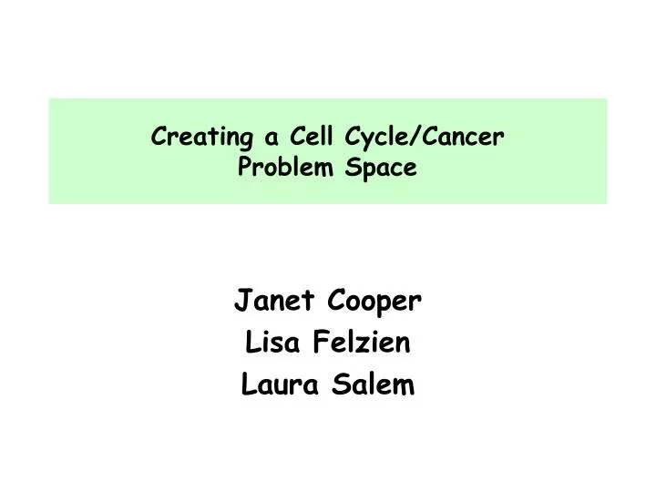 creating a cell cycle cancer problem space