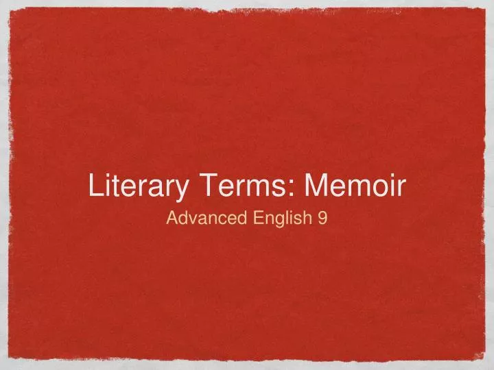 literary terms memoir