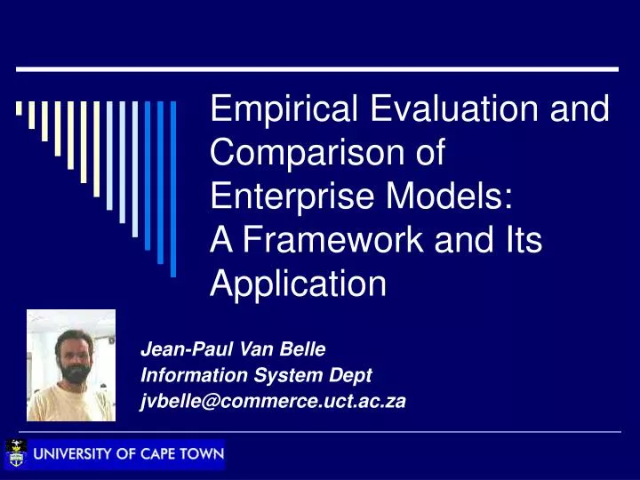 empirical evaluation and comparison of enterprise models a framework and its application