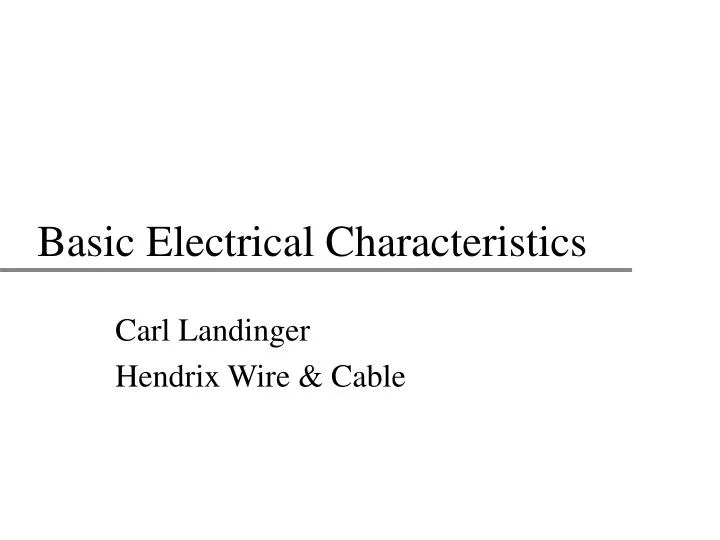 basic electrical characteristics