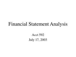 Financial Statement Analysis