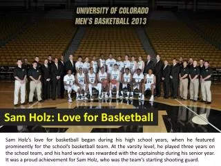 Sam Holz: Love for Basketball