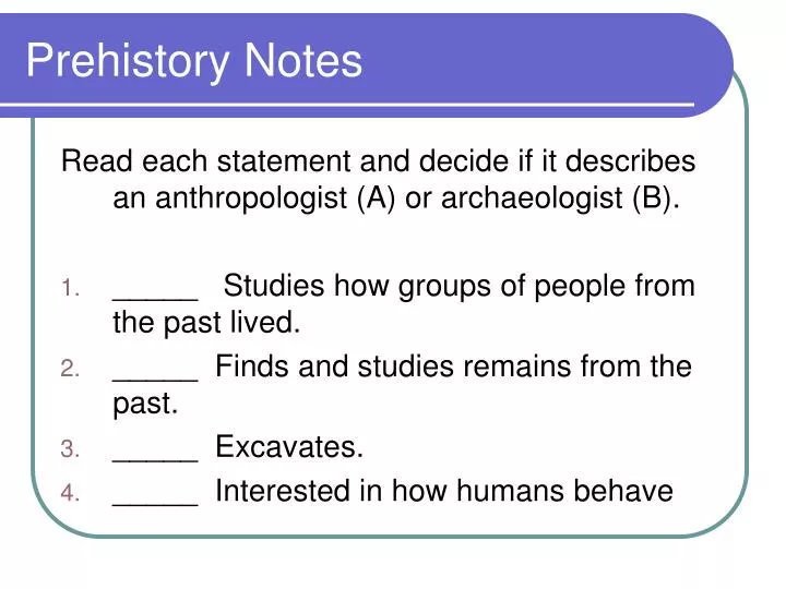 prehistory notes