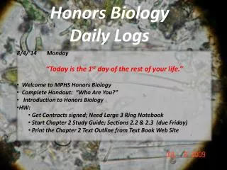 Honors Biology Daily Logs
