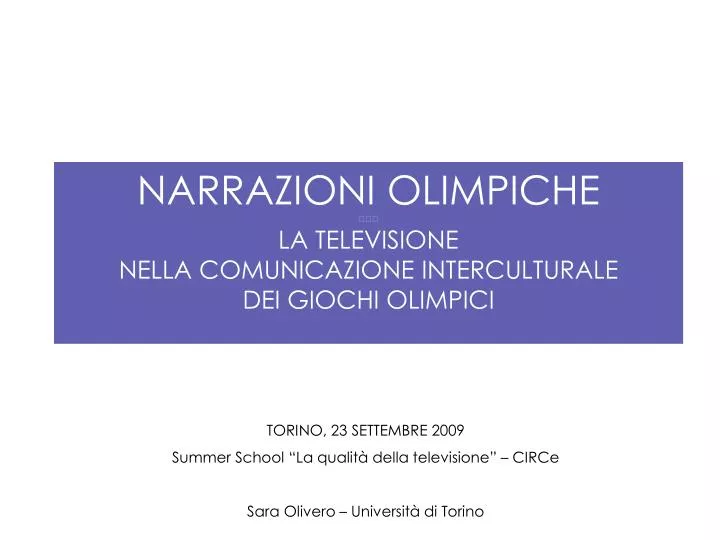 narrazioni olimpiche la televisione nella comunicazione interculturale dei giochi olimpici