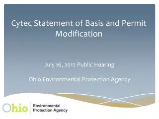 Cytec Statement of Basis and Permit Modification