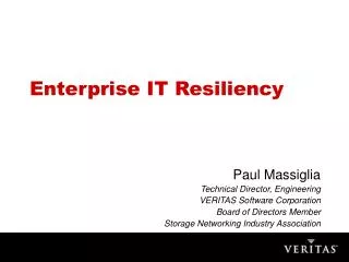Enterprise IT Resiliency