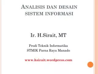 analisis dan desain sistem informasi