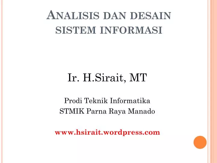 analisis dan desain sistem informasi
