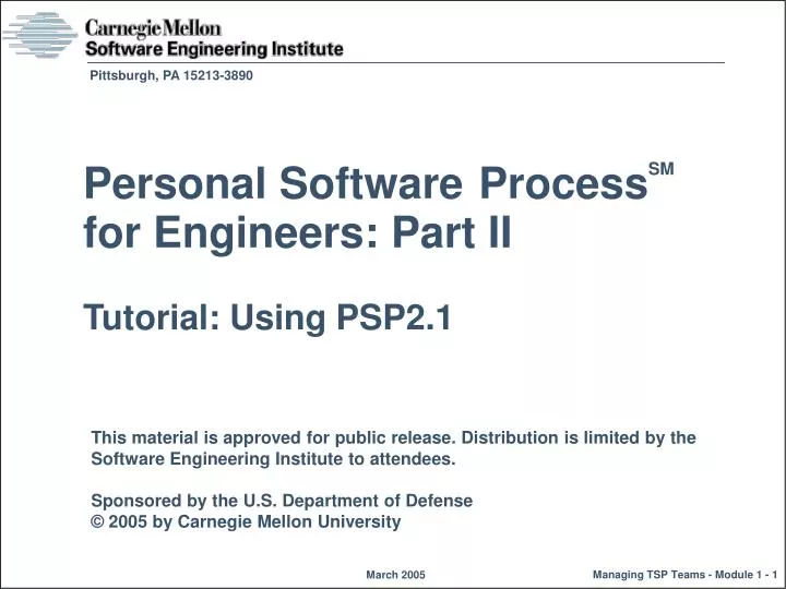 personal software process sm for engineers part ii tutorial using psp2 1