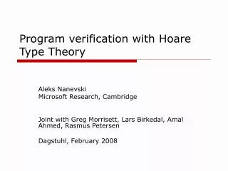 Program verification with Hoare Type Theory