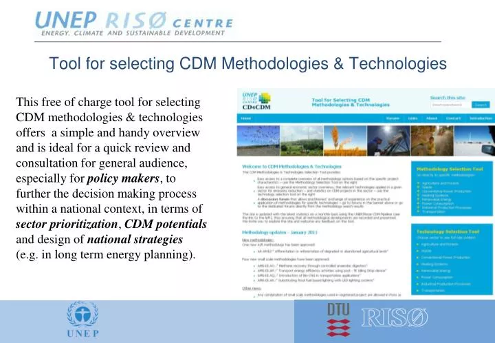 tool for selecting cdm methodologies technologies