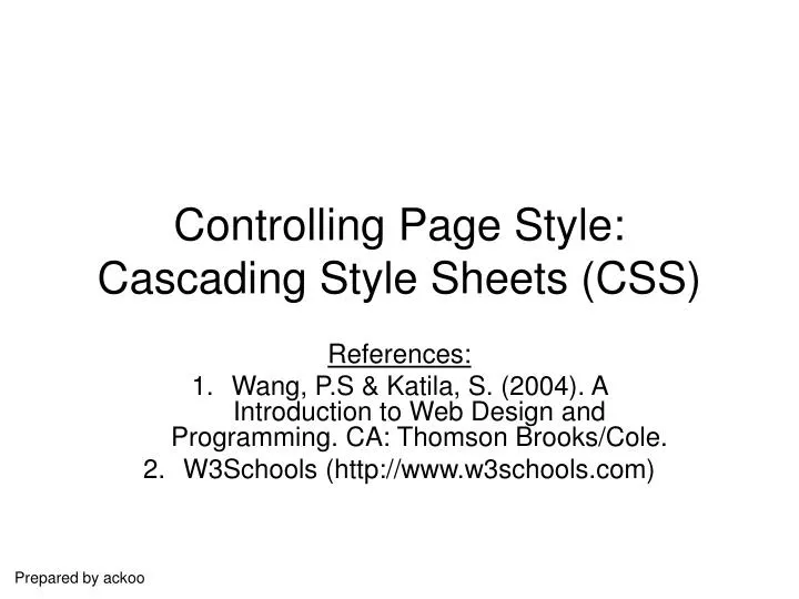 controlling page style cascading style sheets css