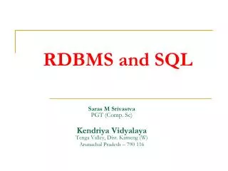 RDBMS and SQL