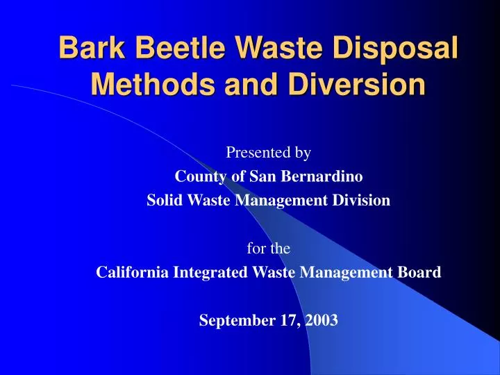 bark beetle waste disposal methods and diversion