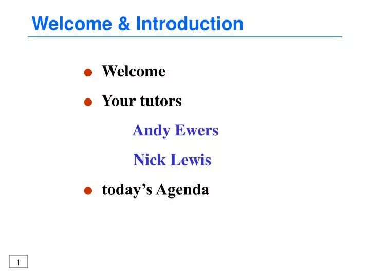 welcome introduction