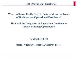 ICBI Operational Excellence