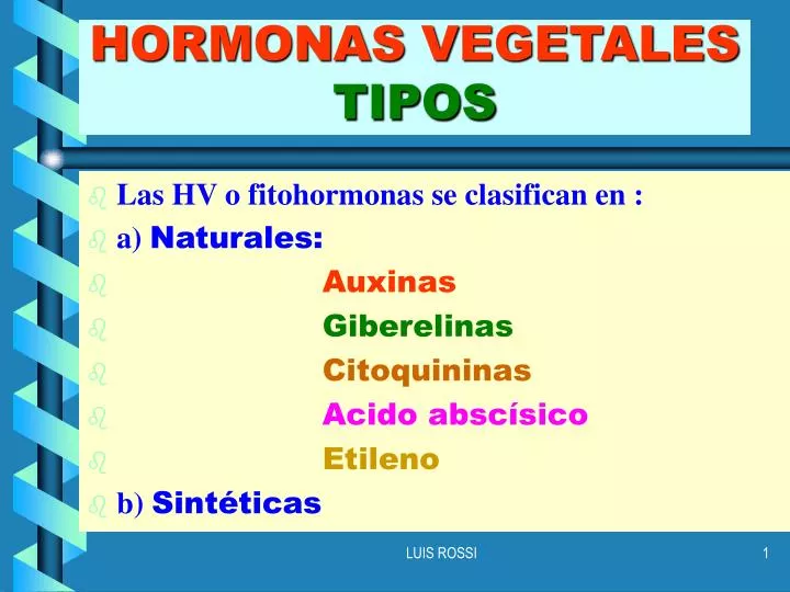 hormonas vegetales tipos