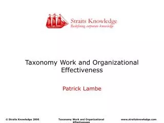 Taxonomy Work and Organizational Effectiveness