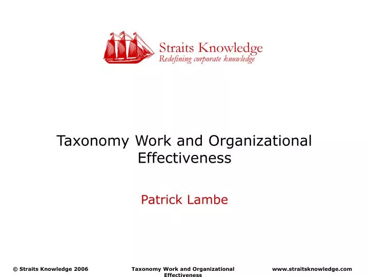 taxonomy work and organizational effectiveness