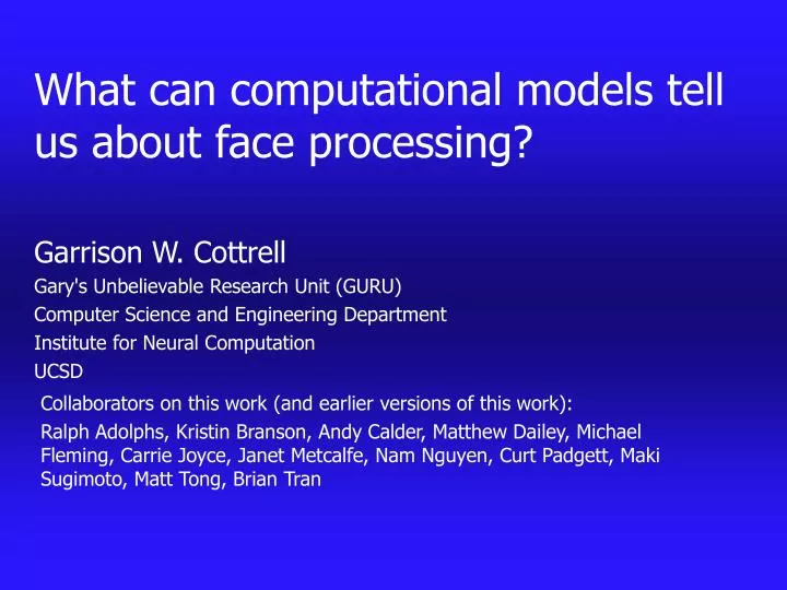 what can computational models tell us about face processing