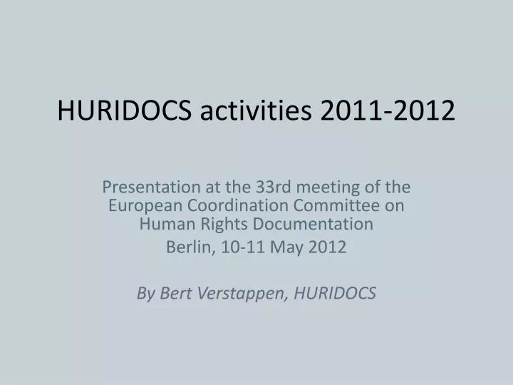 huridocs activities 2011 2012