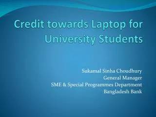 Credit towards Laptop for University Students